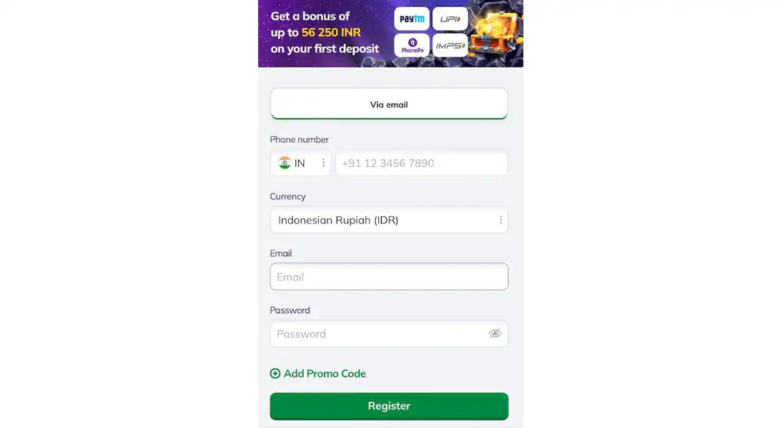 valorBet register account in India
